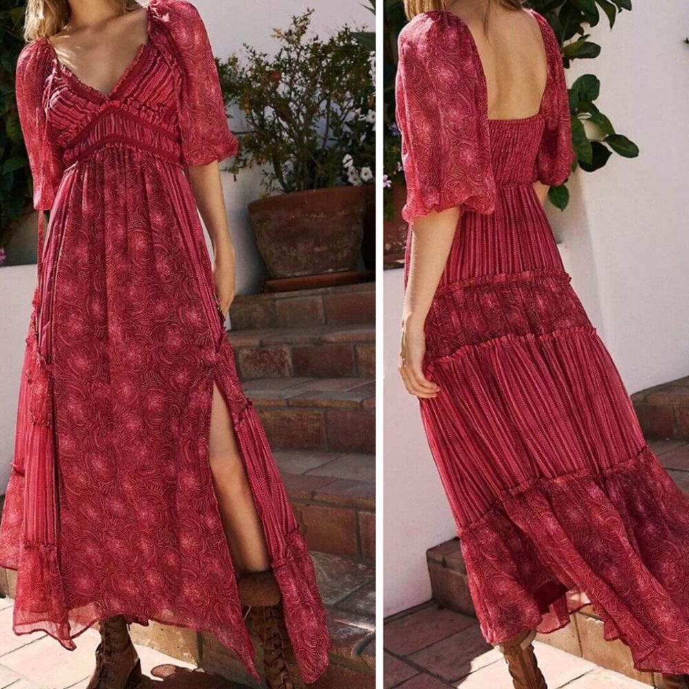 Free People You’re a Jewel Printed Maxi Dress in Pink